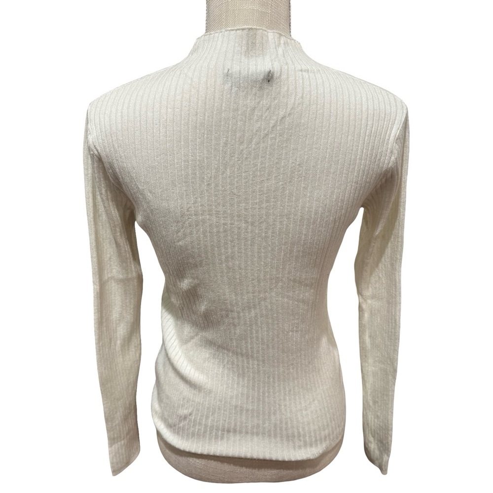Calliope Cream Mock Turtleneck Ribbed Sweater - Picture 2 of 8